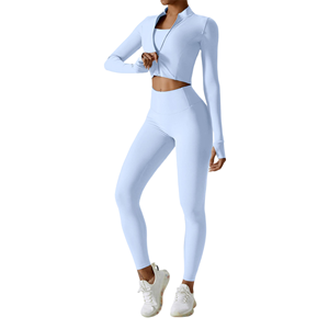 Conjunto de Yoga para Mujer de Nuevo Diseño y Alta Calidad, Secado Rápido y Transpirable, Diseño de Logotipo Personalizado, Patrón Sólido, Cintura Elástica - Product Image 1