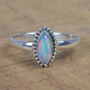 Piedra Natural hecha a mano joyería de piedras preciosas de ópalo etíope joyería de piedras preciosas de Plata de Ley 925 elegante anillo de piedra de nacimiento de octubre - Product Image 5