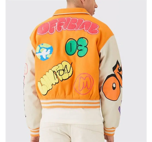 Custom Chenille <b>Patched</b> Varsity <b>Jackets</b> /Letterman <b>Jacket</b> Chenille Embroidery College <b>Jacket</b> Street Style - Product Image 2