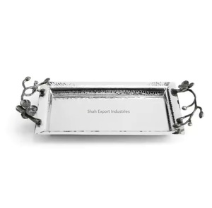Best Quality Tabletop Oval Shape Serving <b>Tray</b> Aluminium <b>Silver</b> Plated Home & Hotels Food and <b>Drinks</b> Serving <b>Trays</b> - Product Image 2