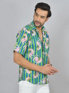 Hand Block Print <b>Men's</b> Cotton Shirt, Summer Cotton Shirt with Pocket,summerwear Cotton Shirt,summer Casual Shirt,Lounge Shirt, - Product Image 4