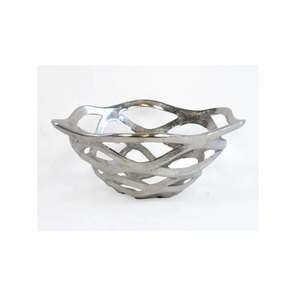 luxury Designer Metal Serving <b>Bowl</b> Aluminum Silver Polished Handmade Elegant design in India Manufacturer Bulk available - Product Image 4