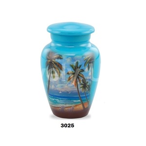 Urna de recuerdo de playa para cenizas Urna pintada a mano Árboles Mini urna con estuche y bolsa Premium - Product Image 1