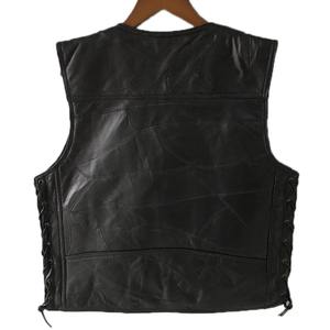 Chaleco de motorista Punk para hombre, chaqueta sin mangas de otoño con botones de encaje, chaleco de motocicleta de invierno con calefacción de poliéster de cuero negro estampado - Product Image 6