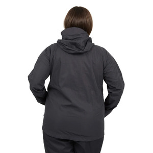 New Women's Black Hooded Windproof <b>Rain</b> <b>Jacket</b> Full Sleeve Zipper Closure Utility Style <b>Long</b> Length Solid Color Polyester Coat - Product Image 5