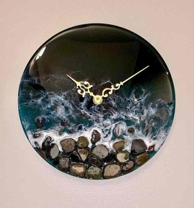Reloj de pared de resina de alta calidad con diseño de arte abstracto, reloj de pared artesanal de resina hecho a mano para decoración del hogar - Product Image 1