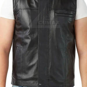 Venta caliente Me nClothing Chaleco de cuero Chaqueta Hombres Chaleco de cuero Chaqueta Nueva moda Hombres Chaleco de cuero Chaqueta - Product Image 6