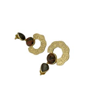 Diseñador hecho a mano elegante declaración pendientes de piedras preciosas chapado en oro gota colgante SKU7262 accesorio de moda - Product Image 2