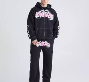 กางเกงวอร์มผ้าฝ้ายหนาใส่ได้ทั้งชายและหญิงแนววินเทจฟอกสีมีซิป - Product Image 6