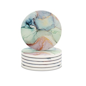 Decorative Classic Marble Round <b>Coaster</b> Natural <b>Black</b> Eco-Friendly Anti-Slip Kitchen Accessories - Product Image 3