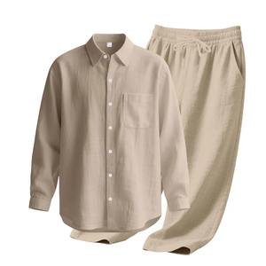 Conjunto de Pantalones y Camisa de Manga Larga con Capucha, Color Sólido, 100% Algodón, Estilo Casual Holgado de Invierno Unisex - Product Image 4