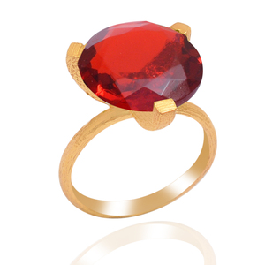 แหวนพลอยโกเมนแบบธรรมชาติสำหรับผู้หญิงโกเมนชุบทองสีเงินแท้แบบปรับ925ได้ - Product Image 2