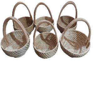 Mini cestas-6 piezas Cestas de hierba Sabai en miniatura con asas, Mini cestas de mimbre redondas para decoración del hogar - Product Image 6