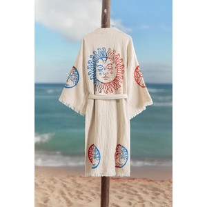 Peignoir pour femme Varol 100% coton biologique, col kimono Dualis, taille élastique, logo personnalisé, respirant, manches courtes, grande taille - Product Image 4