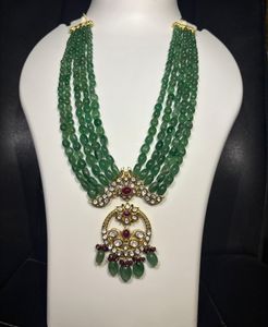 Collier Polki en argent sterling 925 avec pierres de Moissanite Bijoux indiens élégants pour femmes Idéal pour les occasions spéciales, les mariages - Product Image 1