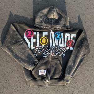 Sudadera y pantalones de alta calidad, ropa de calle, letras impresas, LOGOTIPO personalizado, bloque de Color, cordón, Conjunto de sudadera con capucha de moda para hombres - Product Image 5