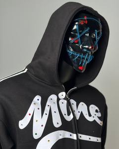 Ensemble sweat-shirt et pantalon de survêtement à capuche surdimensionné en coton 100% à fermeture éclair intégrale, brodé de pierres multicolores, lavage à l'acide, strass, vente chaude - Product Image 2