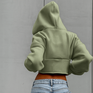 Nouveau Pull à Capuche Court pour Femme, 100% Coton, 400gsm/360/320, avec Badge ODM sur le Devant, Vêtement Tendance - Product Image 6