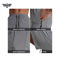 Shorts de sport respirants pour hommes EMPIRE TREND WEARS à taille haute élastique en Spandex/Polyester avec poches latérales - Service OEM personnalisé - Couleur unie