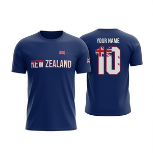 Set di Maglie da Calcio Ispirate alla Nuova Zelanda per Tifosi Blu Navy con Nome e Numero Personalizzati - Product Image 2