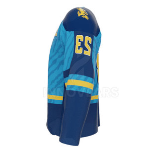 Camiseta de Hockey sobre Hielo Sublimada Personalizada al por Mayor, Ropa Deportiva de Poliéster de Manga Tres Cuartos para Hombre, Sostenible, de Secado Rápido, para Verano - Product Image 3