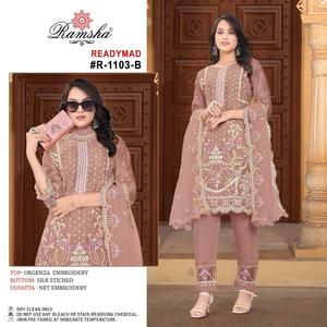 Ropa india y pakistaní Bordado de organza Estilo pakistaní Traje Salwar para festivales y fiestas - Product Image 3