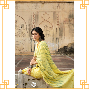 Belle Georgette Saree avec des imprimés floraux pour les mariages et les fêtes directement de l'Inde - Product Image 5