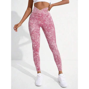 High Quality Women Fitness <b>Leggings</b> Acid Washed V Waist Sexy Scrunch <b>Butt</b> <b>Lifting</b> Quick Drying Breathable Yoga Pants - Product Image 2
