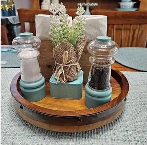 Plateau multifonctionnel en bois de manguier Support en résine pour le service et le stockage des aliments Accessoire sûr pour la maison, la cuisine et la salle de bain - Product Image 2