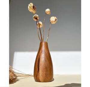 Vase à fleurs en bois artisanal pour la décoration de la maison, vase décoratif en bois de manguier naturel pour la décoration du salon - Product Image 1
