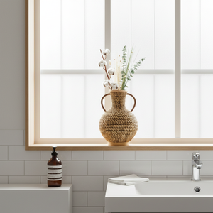 Vase en rotin écologique, léger, élégant et minimaliste, tissé à la main, en céramique et en bambou, pour la décoration de sol, vase en céramique et en bambou, cadeau - Product Image 1