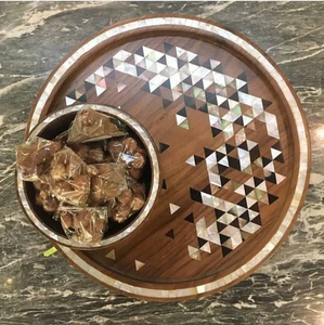 Bandeja con incrustaciones de fregona de madera hecha a mano más vendida Bandeja de chocolate EID Ramadan de alta calidad de Vietnam fabricada por mayorista - Product Image 6