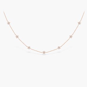 Collar de estación de estrella de diamante colgante clásico de oro pavé ajuste regalo único joyería estilo Vintage y enlace de paso de probador de diamantes - Product Image 4