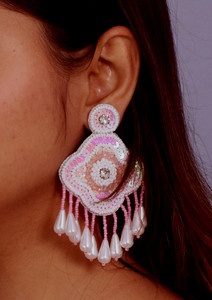 Pendientes de cuentas de semillas bordados a mano de la mejor calidad 2025, joyería de moda duradera en forma de árbol, Pendientes colgantes - Product Image 3