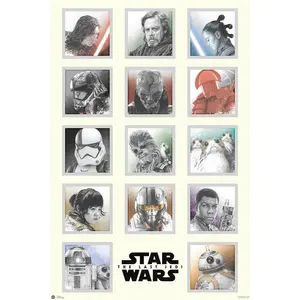 Póster de pared de estilo moderno de Star Wars Episodio 8 con los personajes principales - Product Image 1
