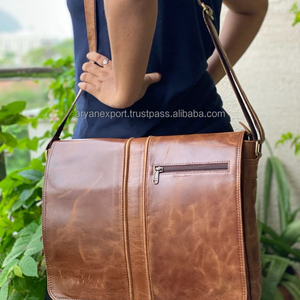 Men's Leather <b>Messenger</b> <b>Bag</b> Handmade Crunch Leather Laptop <b>Bag</b> Unisex Leather <b>Bags</b> Personalized Genuine Leather <b>Messenger</b> <b>Bags</b> - Product Image 2