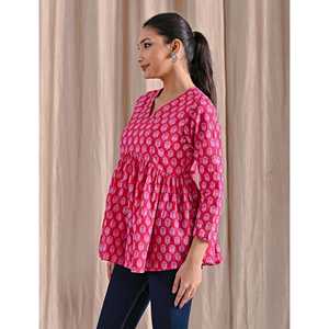 Rani Jaipuri Breathable Block Printed Cotton Peplum <b>Top</b> - Product Image 4