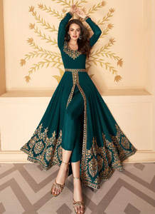 Vestido largo tradicional de estilo indio Georgette Anarkali con diseño Dupatta para mujer Pishwas - Product Image 5