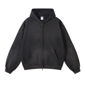 Pull à capuche surdimensionné à la mode pour hommes avec manches longues et fermeture éclair Logo personnalisé respirant 100% coton pour la mode hivernale - Product Image 5