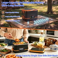 Boîte à lunch chauffante rechargeable, design divisé, batterie 9000 mAh, chauffage rapide sur 5 côtés, chauffe-plat portable 1,5 L pour la maison et le bureau