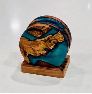 Sous-verre en bois et résine avec support de support Top vente sous-verre en résine en bois de couleur de forme de taille personnalisée - Product Image 1