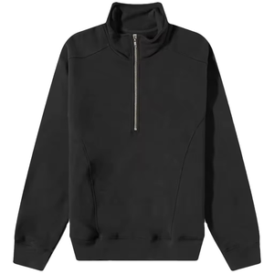 Custom <b>Black</b> Quarter Zip <b>Jumper</b> Hoodies Polyester/Cotton French Terry 14 Zip Neck Drop Shoulder Winter Embroidered Golf - Product Image 1
