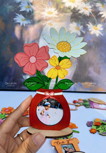 ชุดงานฝีมือกรอบรูปไม้ธรรมชาติแบบเวียดนาม DIY สร้างสรรค์ ยี่ห้อ Delarchi พร้อมที่วางโทรศัพท์มือถือ สำหรับเด็กและใช้ในบ้าน - Product Image 3