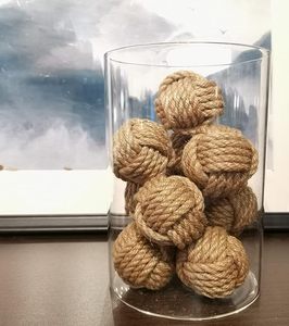 Boules décoratives Art Déco en jute marron attrayantes, bols de centre de table, remplissage de vase en corde pour Noël - Product Image 4