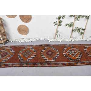 Alfombra Vintage de 2.9x11.7 pies, Alfombra Turca, Alfombra Oriental Marrón - Product Image 2