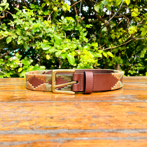 Ceinture en cuir de buffle d'eau véritable vintage 35 mm, fil ciré, boucle en laiton massif OEB, style décontracté, design argentin, ceinture authentique - Product Image 3