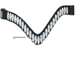Bracelet fait à la main en cuir 100% véritable, sourcils de cheval en forme incurvée, avec de grandes perles et pierres de cristal transparent et boutons pour boucles - Product Image 1