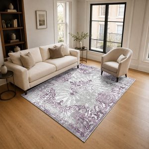 RUGS DEPOT LXDP-0474 Wholesale Grey Silver Minimalist Designer Digital Printed Machine Washable Chenille Area Rug Non <b>Slip</b> - Product Image 2