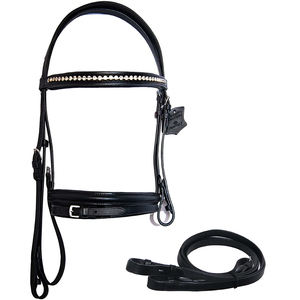 Bridon de dressage pour chevaux en cuir réutilisable de haute qualité, avec têtière rembourrée douce et personnalisation, pour un confort supplémentaire des chevaux - Product Image 1