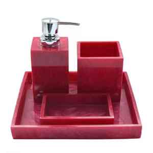 Ensemble de salle de bain en résine de qualité supérieure vanité élégante porte-savon porte-brosse à dents plateau de gobelet essentiel de salle de bain élégant - Product Image 3